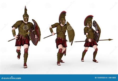 Three Spartan Warriors From Ancient Greece Stock Illustration