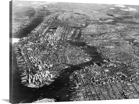 1930s 1940s Aerial View New York City Brooklyn Bronx Queens And