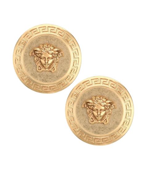 Versace Medusa Button Earrings In Gold Metallic Lyst