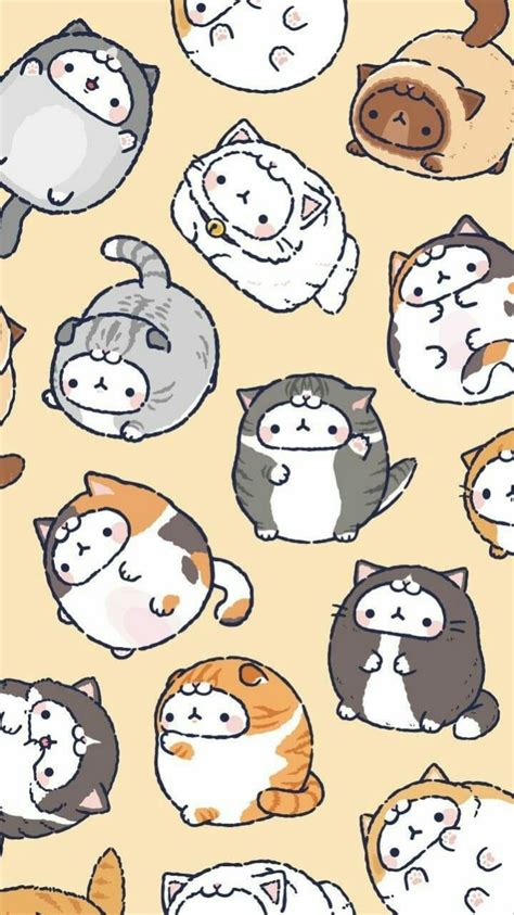 Wallpaper Kawaii Wallpaper Kawaii Seni Kucing Ilustrasi Hewan