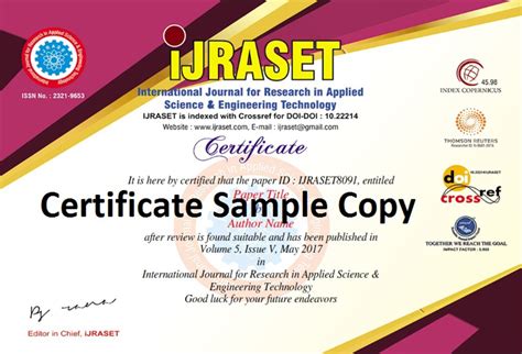 Certificate International Journal For Research Ijraset