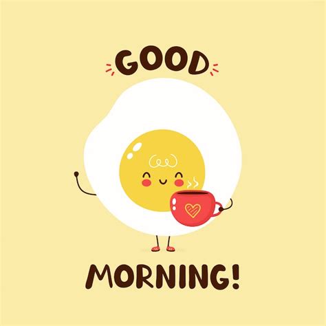 Premium Vector Cute Happy Fried Egg Hold Coffee Cup With Heart