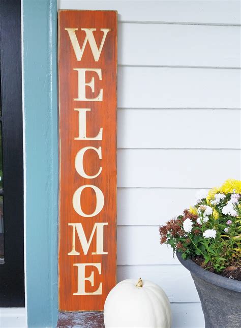 Vertical Carved Welcome Sign - Rustic Pine Designs