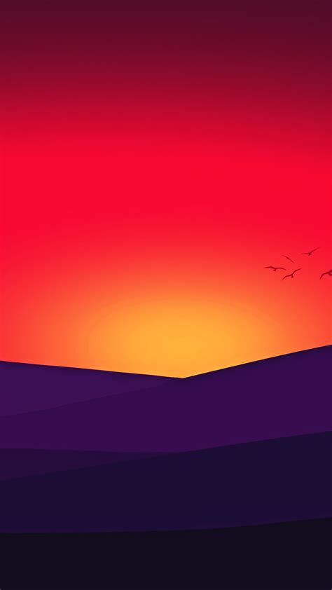 1080x1920 Mountains Sunset Birds Hd Artist Artwork Digital Art