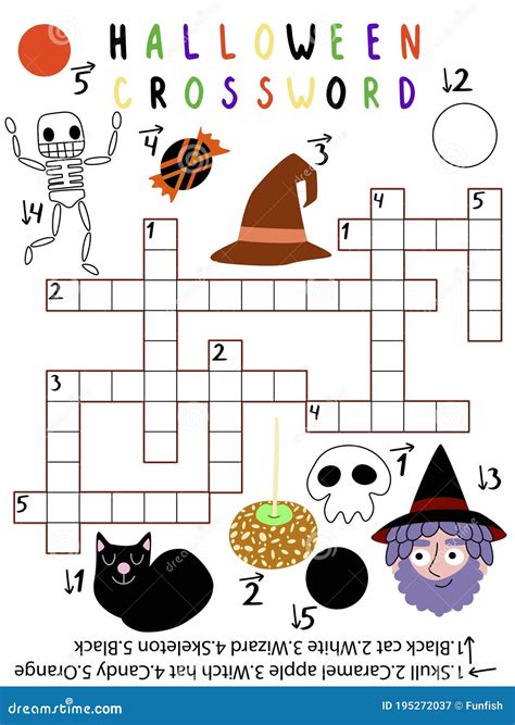 Divertida Crucigrama De Halloween Para Niños Ilustración Vectorial De