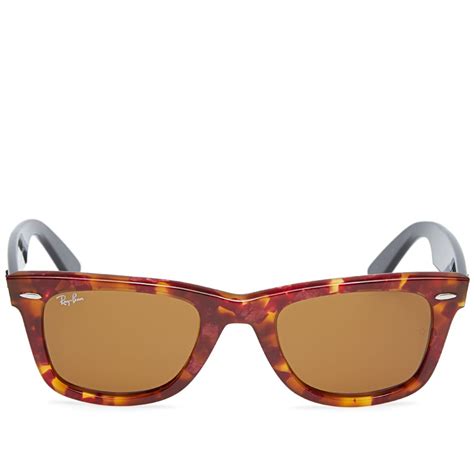 Ray Ban Original Wayfarer Fleck Sunglasses Spotted Red Havana And Brown