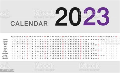 Year 2023 Calendar Vector Design Template Simple And Clean Design For