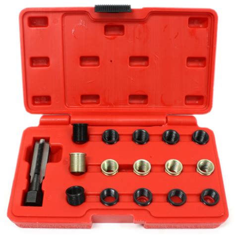 16pc Spark Plug Thread Repair Rethreading Tool Kit M16 Threaded Coil