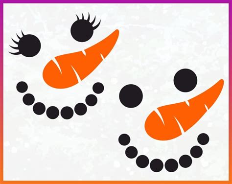Snowman Face with Carrot Nose SVG Eps dxf png jpg digital cut | Etsy