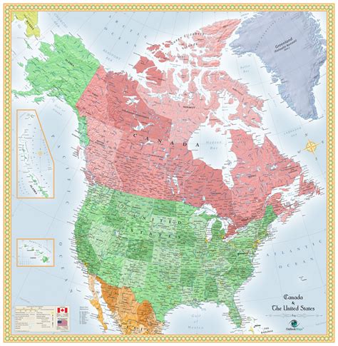 Wall Map Of Usa And Canada Topographic Map Of Usa With States