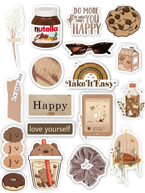 Brown Aesthetic Sticker Series Hobbies Toys Stationery Craft Printable Vintage Stickers For