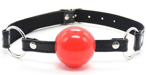 Black Red Soft Rubber 40mm Ball Gagleather Mouth Plugoral Fixation