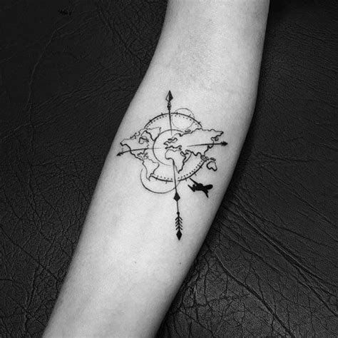 Travel Inspired Forearm Tat By Jonathan Stone Simple Compass Tattoo