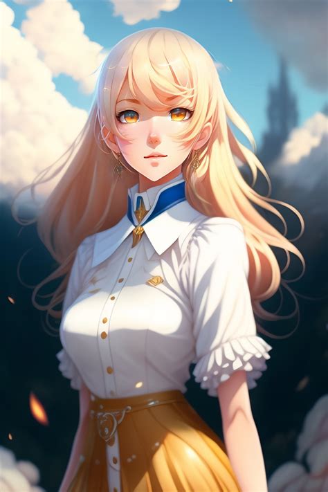 Lexica Fgo Anime Girl Blond Long Hair Blue Eyes And A Pretty Smile First Of All A Skirt