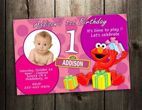 Elmo Birthday Party Invitation Digital File Printable Photo Custom Personalized 1st First