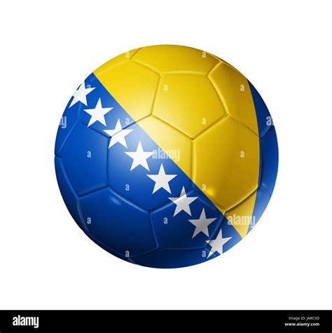 3d soccer ball with bosnia and herzegovina team flag world football cup brazil 2014 isolated