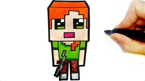 How To Draw Alex From Minecraft Step By Step Youtube