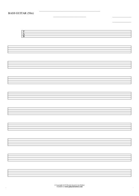 Free Blank Sheet Music Tablature For Bass Guitar 5 Str Playyournotes