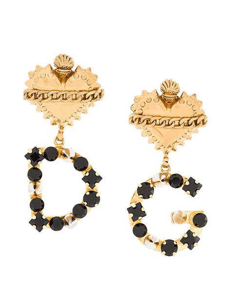 Dolce And Gabbana Gemstone Embellished Dg Earrings Metallic