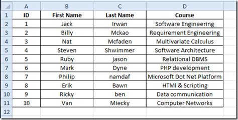 Surname is the family name and is preceded by middle name and first name. Excel 2010: Merge Cells (Concatenation)