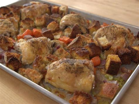 Spread the sour cream mixture on top of the chicken. Chicken and Dressing Sheet Pan Supper Recipe | Ree ...