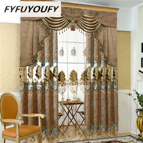 Buy European Embroidered Finished Curtains For Living