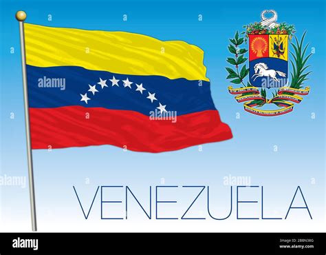 Bolivarian Republic Of Venezuela Official National Flag And Coat Of