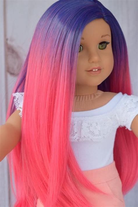 Custom Dyed Ombre Doll Wig For 18 American Girl Doll Heat Safe Tangle