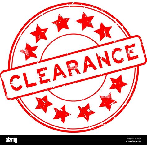Grunge Red Clearance Word With Star Icon Round Rubber Seal Stamp On