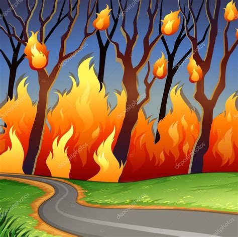 Escena De Desastre De Incendio Forestal Vector De Stock Por ©blueringmedia 101620232