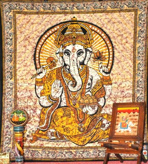 Hindu Lord Ganesha Tapestry Indian God Ganesha Wall Hanging Etsy