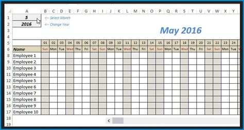 Awesome Excel Monthly Work Schedule Template Business Finance