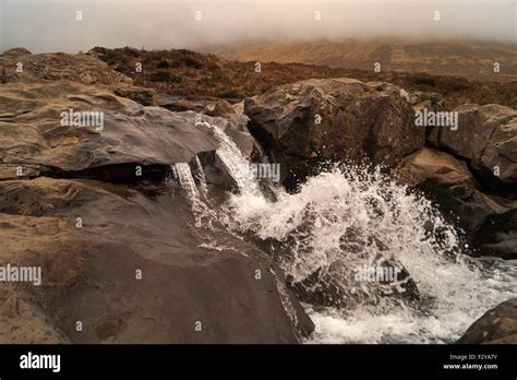 Waterfall Spray At Isle Of Skye Fairy Pools Hi Res Stock Photography