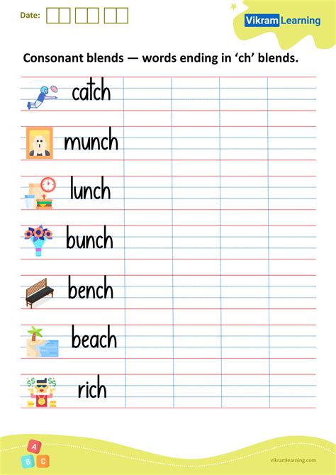 Download Consonant Blends — Words Ending In ‘ch Blends Worksheets