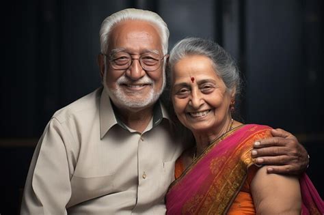 Premium Ai Image Happy Indian Old Couple Posing For Photo