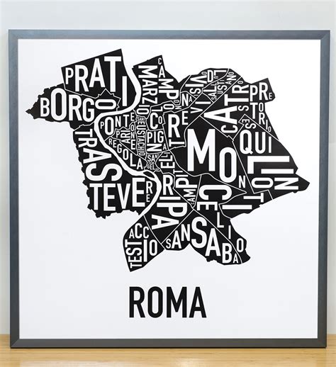 Rioni Di Roma Map 20 X 20 Classic Black And White Poster