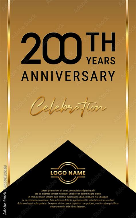 Th Anniversary Anniversary Template Design With Golden Color Ribbon For Anniversary