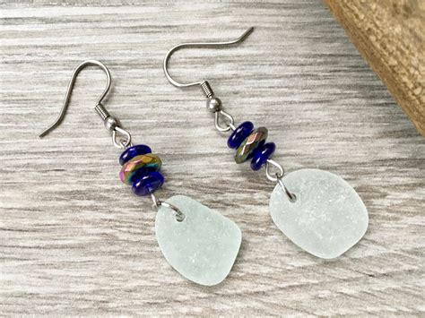 Sea Glass Earrings With Stainless Steel Ear Wires A Perfect Christmas T