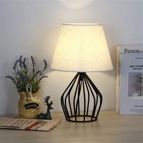 Farmhouse Lamp Mid Century Modern Table Lamp Black Metal Hollow Out