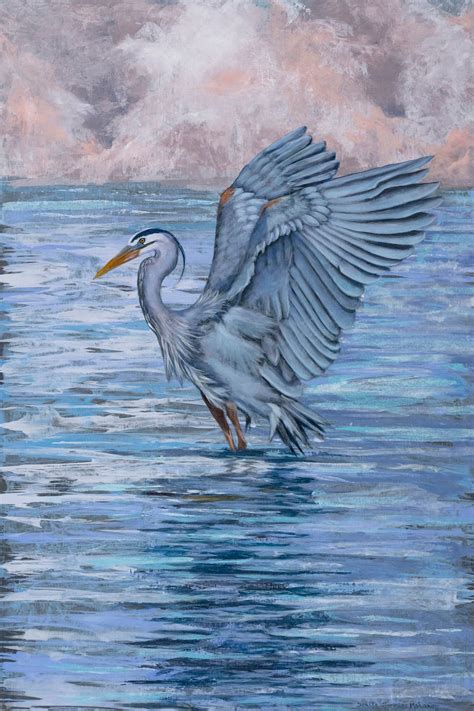 Acrylic Blue Heron Painting Art Print 15x10 Wall Art Etsy