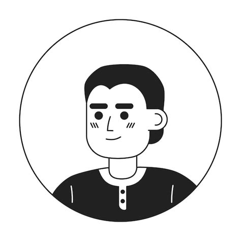 Premium Vector Handsome Indian Man Monochrome Flat Linear Character