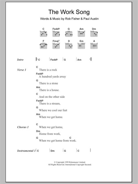The Work Song Sheet Music Willard Grant Conspiracy Guitar Chordslyrics