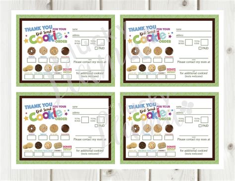 Lbb Girl Scout Cookie Order Formreceipt 8 Cookies Gf Etsy Girl