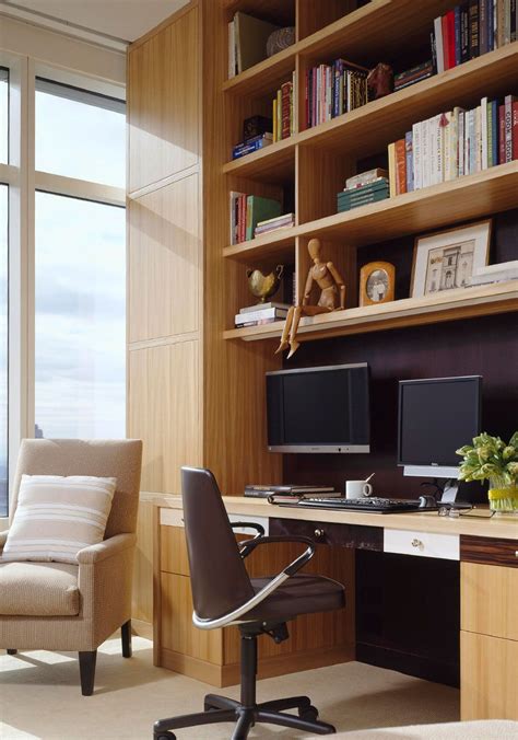 Home Office In Nyc Apartment Built In Shelves And Desk City View Home