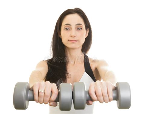 Woman Working Out With Dumbbells Isolated Stock Photo Image Of Build