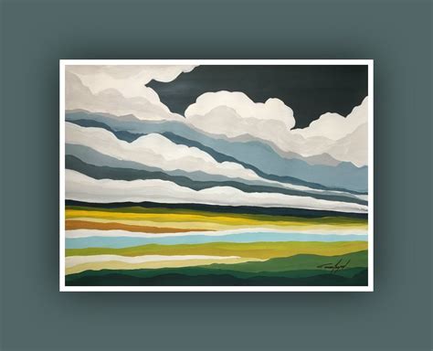 Original Abstract Landscape Paintingacrylic Painting On Watercolor