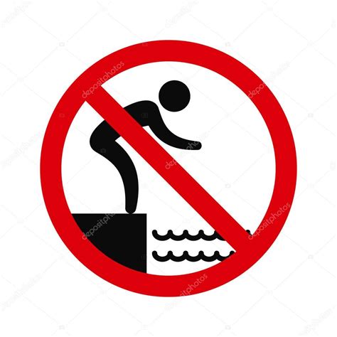 No Jumping Into Water Hazard Warning Sign Vector Symbol Premium
