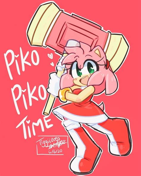 Tiggy On Instagram A Redraw Of Amy Rose With Her Piko Piko Hammer