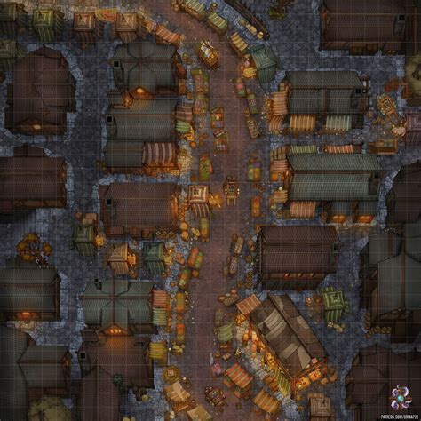 City Market Battle Map For Dungeons Dragons And Pathfinder Fantasy City Map Tabletop Rpg