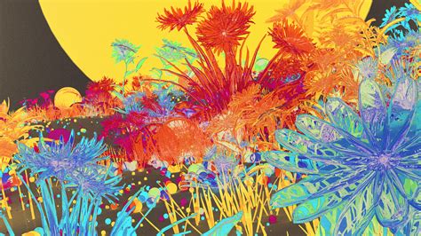 #nessa's art #art #lgbtq art #wlw #wlw art #lesbians #lesbian art #gay art #lesbeans #lexartsstuff #flower crowns #flower crown #flowers #flower field #flower art #couple art. az09-flower-art-neon-illustration-art-inverted-wallpaper
